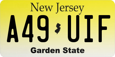 NJ license plate A49UIF