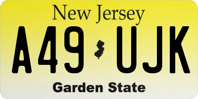NJ license plate A49UJK