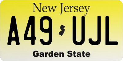 NJ license plate A49UJL