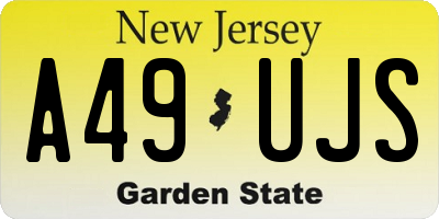 NJ license plate A49UJS
