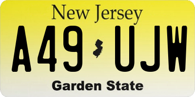 NJ license plate A49UJW