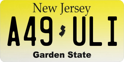 NJ license plate A49ULI