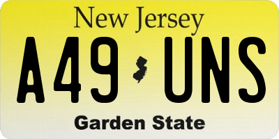 NJ license plate A49UNS