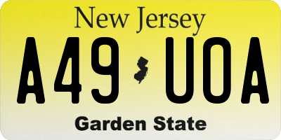 NJ license plate A49UOA