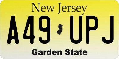 NJ license plate A49UPJ