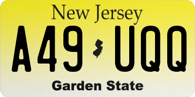 NJ license plate A49UQQ