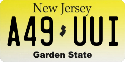 NJ license plate A49UUI