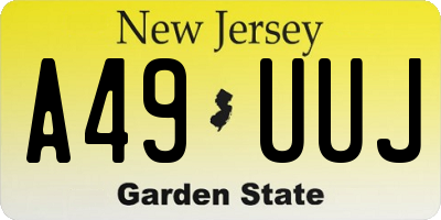 NJ license plate A49UUJ