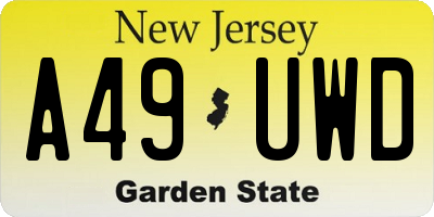 NJ license plate A49UWD