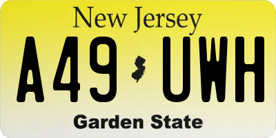 NJ license plate A49UWH