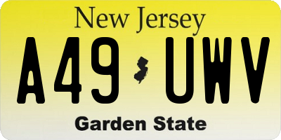 NJ license plate A49UWV