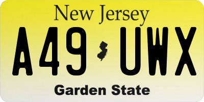 NJ license plate A49UWX