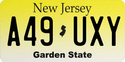 NJ license plate A49UXY