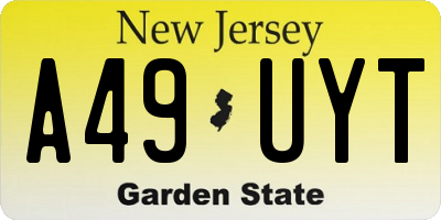 NJ license plate A49UYT