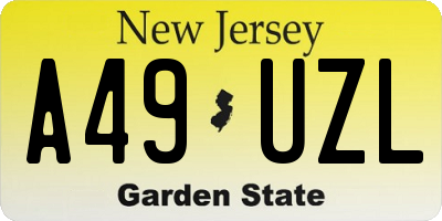 NJ license plate A49UZL