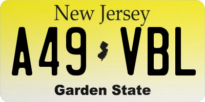 NJ license plate A49VBL