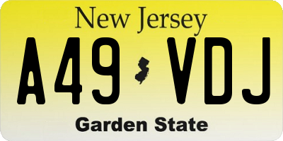NJ license plate A49VDJ
