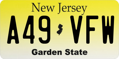 NJ license plate A49VFW