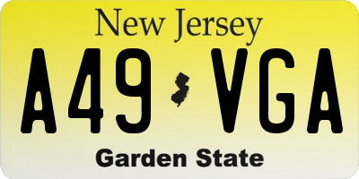NJ license plate A49VGA