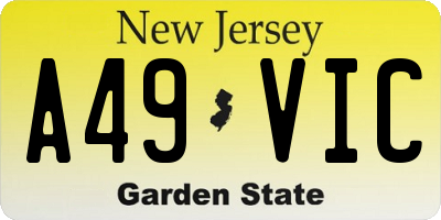 NJ license plate A49VIC