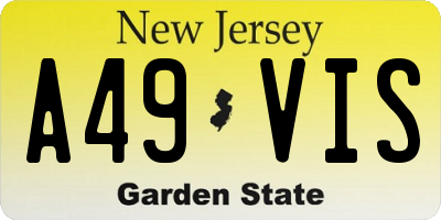 NJ license plate A49VIS