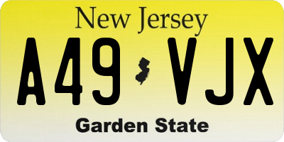 NJ license plate A49VJX