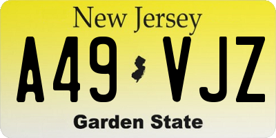 NJ license plate A49VJZ