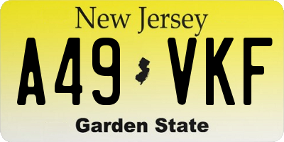 NJ license plate A49VKF
