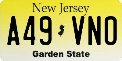 NJ license plate A49VNO