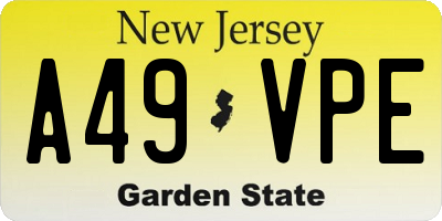 NJ license plate A49VPE