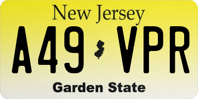 NJ license plate A49VPR