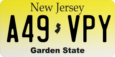 NJ license plate A49VPY