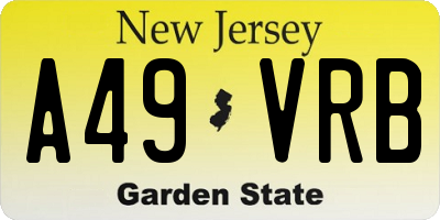 NJ license plate A49VRB