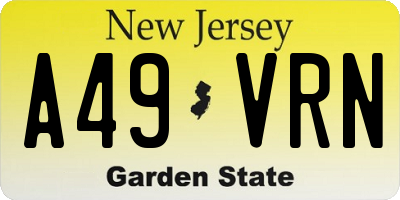 NJ license plate A49VRN