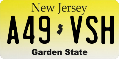 NJ license plate A49VSH