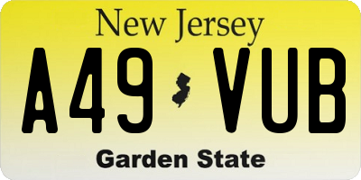 NJ license plate A49VUB