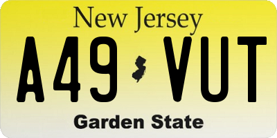 NJ license plate A49VUT