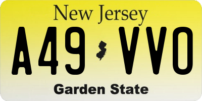 NJ license plate A49VVO