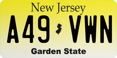 NJ license plate A49VWN
