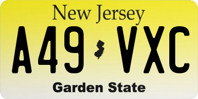 NJ license plate A49VXC