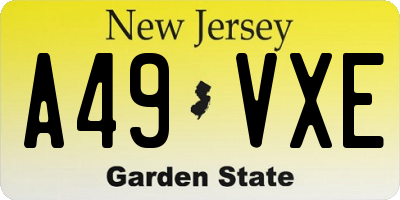 NJ license plate A49VXE