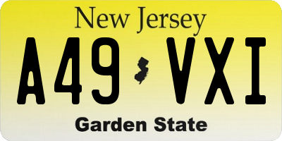 NJ license plate A49VXI