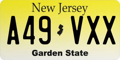 NJ license plate A49VXX
