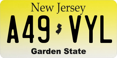 NJ license plate A49VYL