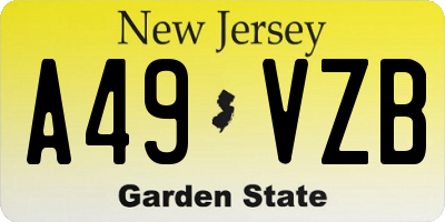 NJ license plate A49VZB