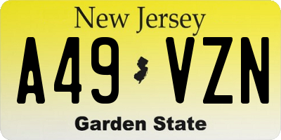 NJ license plate A49VZN