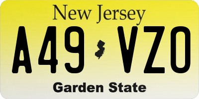 NJ license plate A49VZO