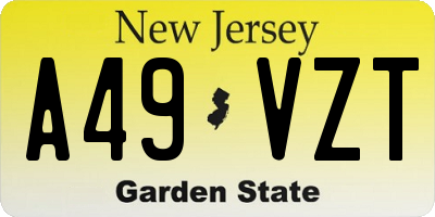 NJ license plate A49VZT