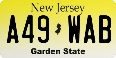 NJ license plate A49WAB