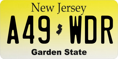 NJ license plate A49WDR